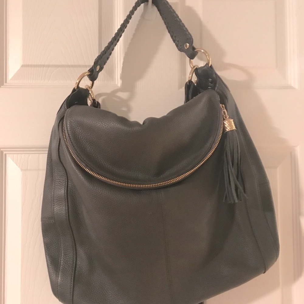 Large Grey Leather Purse